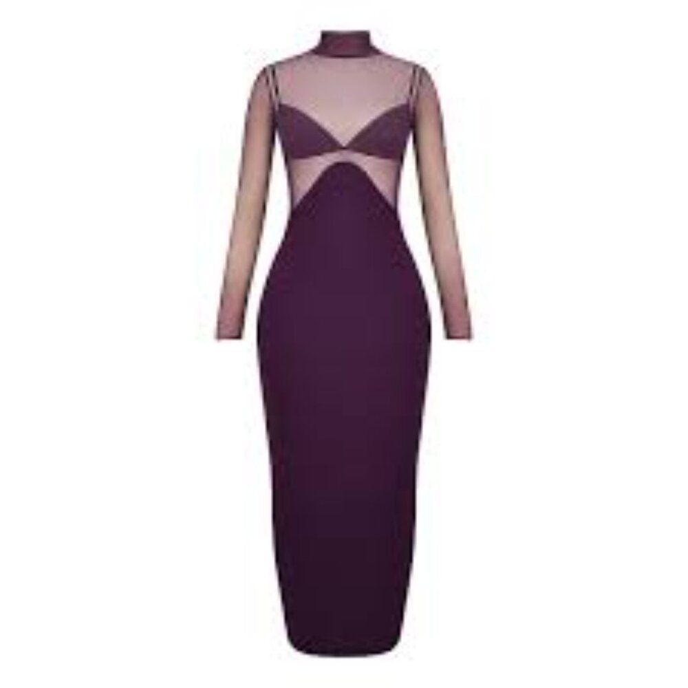 NTWO-HOUSE OF CB "SAFIYA" BLACK GRAPE MAXI DRESS - Picture 4 of 5